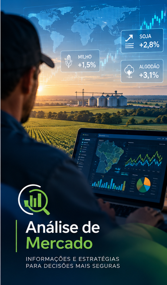 Produtor acompanhando indicadores e tendências do mercado agrícola